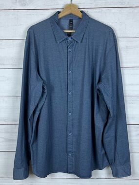 Lululemon Men's XXL Commission Shirt Blue Button Up Long Sleeve Casual